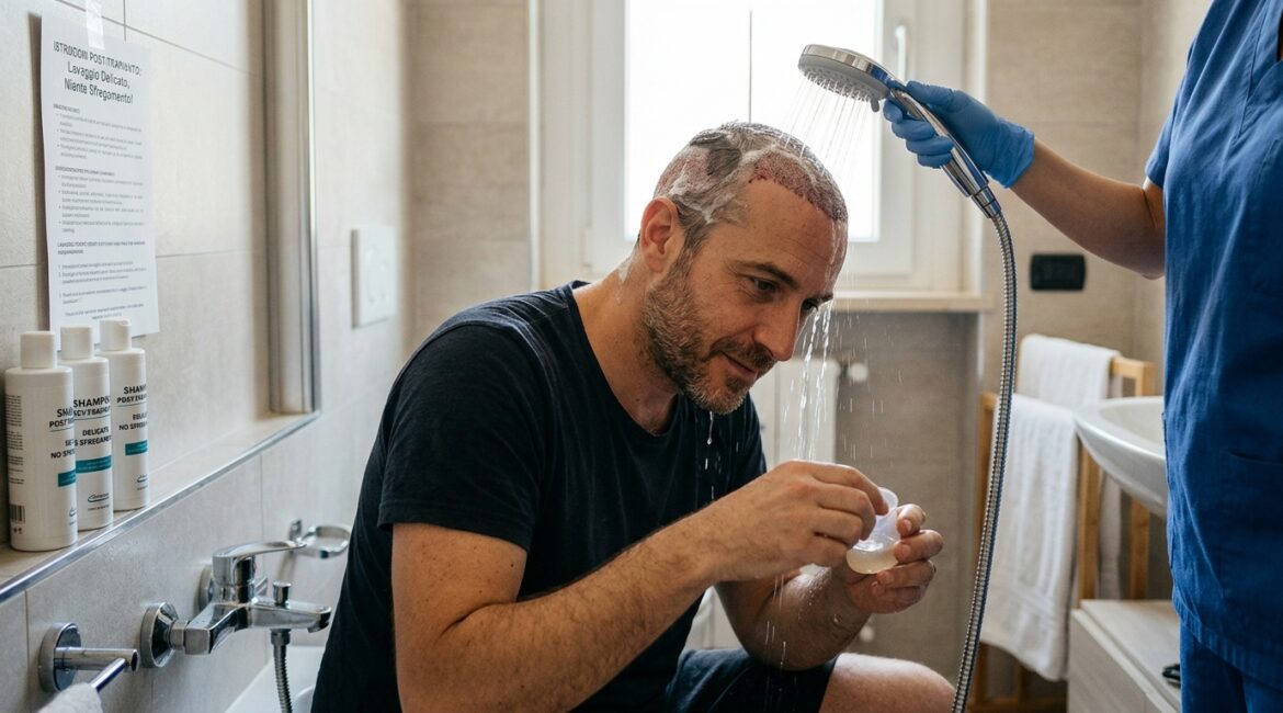 Primo lavaggio dopo trapianto di capelli: quando e come?