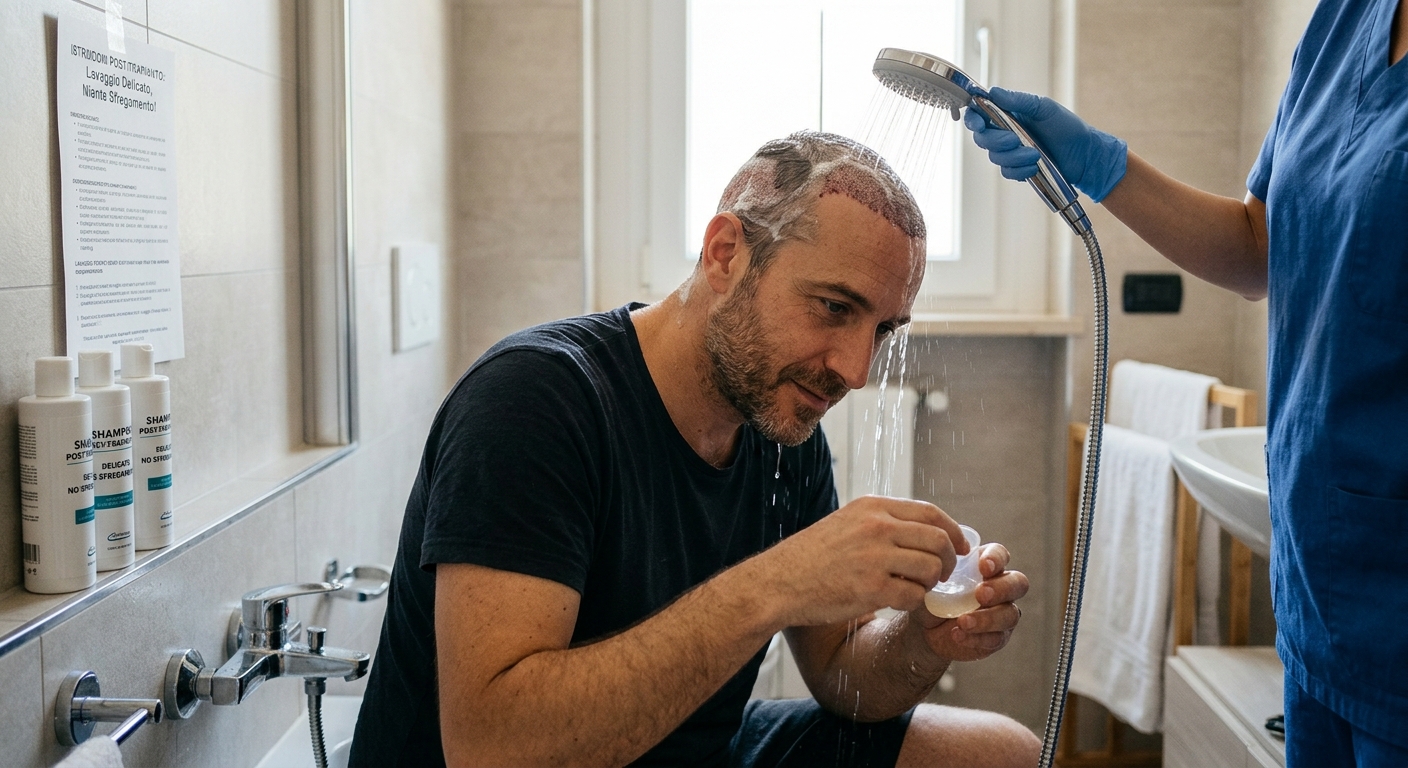 Primo lavaggio dopo trapianto di capelli: quando e come?